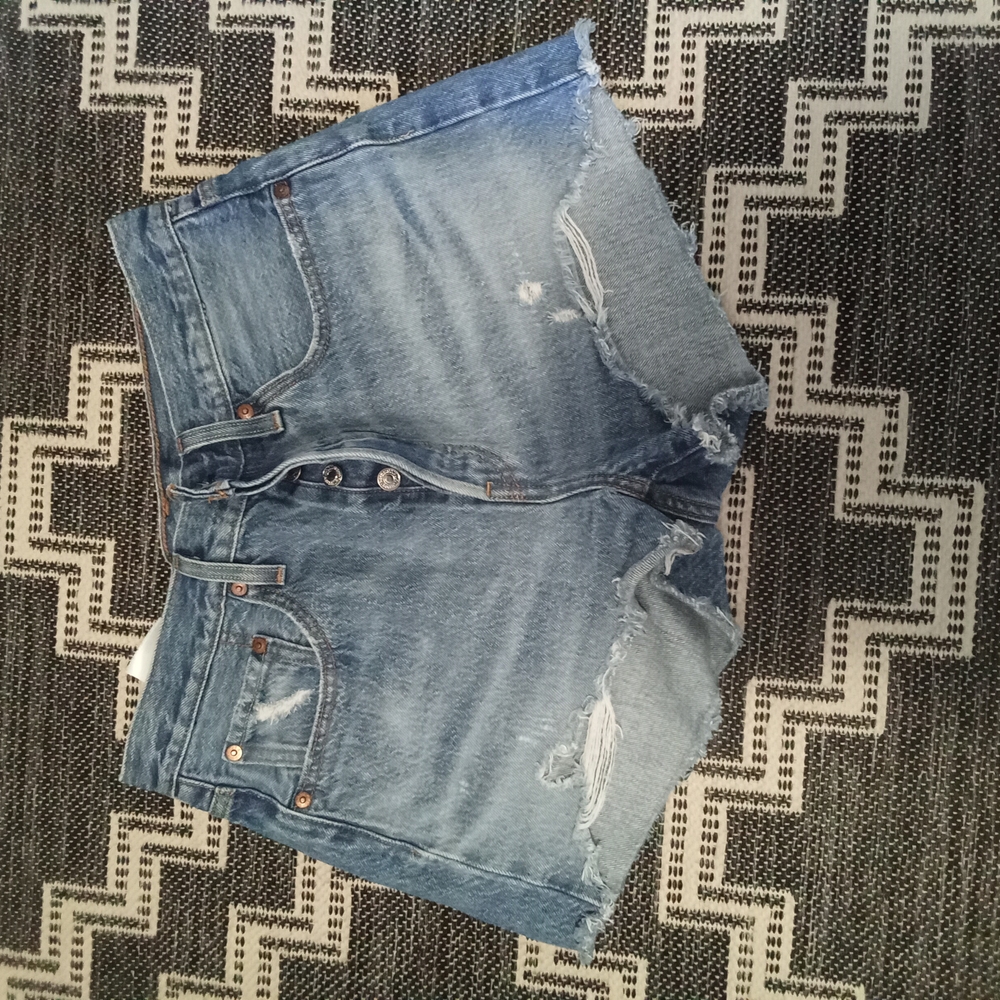 Levi's Blue Distressed Denim Cut-Off Shorts